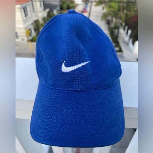 Vintage 90s Nike blue cotton golf tennis cap silver swoosh embroidered preppy - Picture 9 of 10